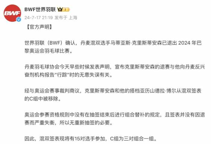 不打了！巴黎奥运会还没开始，因禁药问题，运动员选择退赛